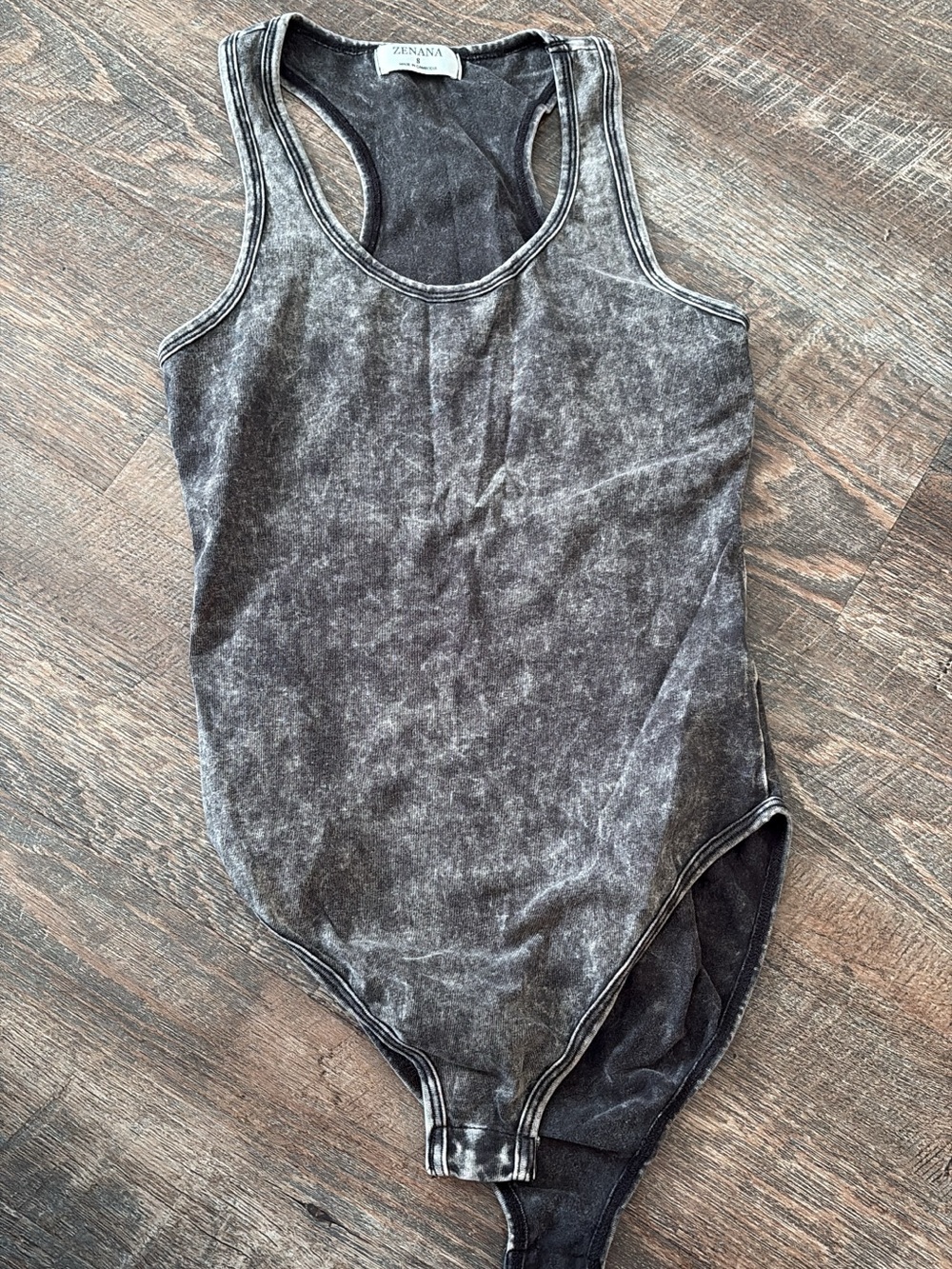 Zenana Outfitters Black Mineral Wash Racerback One-Piece